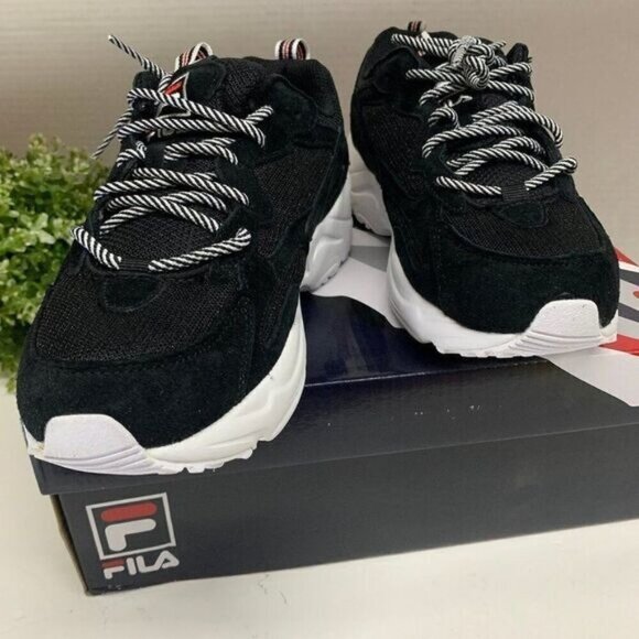 Fila Womens Ray Tracer Mesh Low-Top Fashion Lace Up Sneakers Sz 6.5 Black - Picture 5 of 9